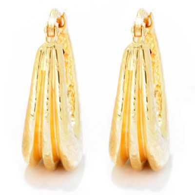 14K ORO VITA ELECTROFORM VENTAGLIO MINI HOOP EARRINGS