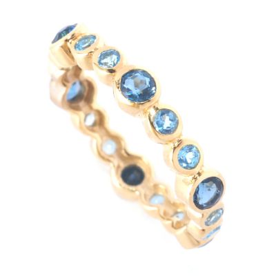 SS/18KGP RING BEZEL-SET DOUBLE GEM COMBO STACK BAND