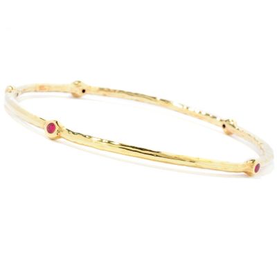 127-405 - Italian Designs with Stefano 14K ''Oro Vita'' Gemstone Bangle Bracelet 