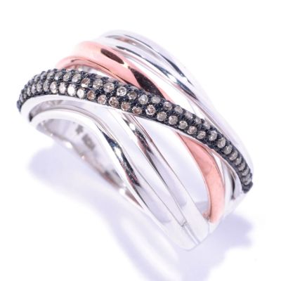 14K TT WH PK CRISS CROSS RING