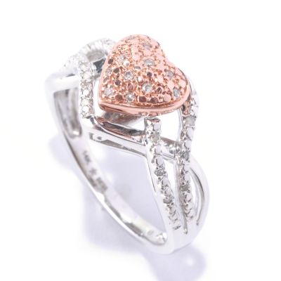 14K TT WG PK DIMAOND HEART RING