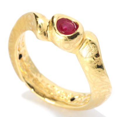14K ORO VITA ELECTROFORM ROOT OF RUBY WAVE RING
