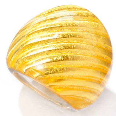 127-421 - Italian Designs with Stefano 24K ''Oro Puro'' Gold Foil Satin-Design Dome Ring