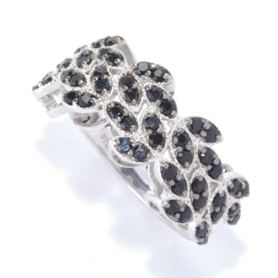 127-426 - Gem Treasures Sterling Silver 1.16ctw Black Spinel Marquise Band Ring