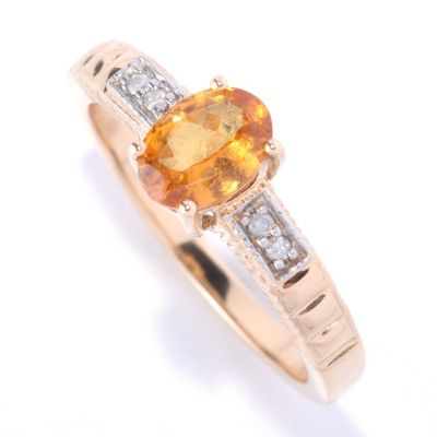 14K YG OVAL MANDERIN GARNET RING
