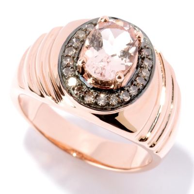 14K RG WIDE BAND MORGANITE WITH CHAMP DIAMOND RING