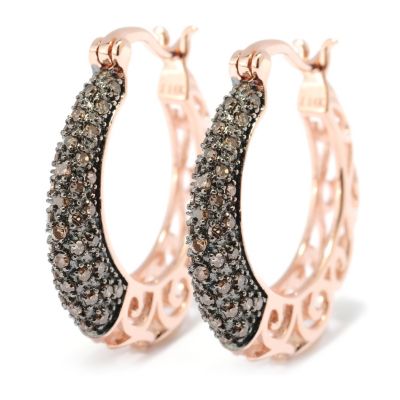 14K RG MOCHA DIAMOND HOOP EARRINGS