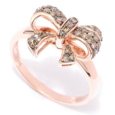 14K RG MOCHA DIAMOND BOW RING