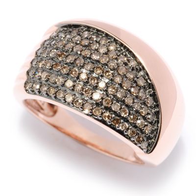 127-449 - Diamond Treasures 14K Rose Gold 0.50ctw Mocha Diamond Wide Band Ring