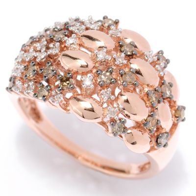 14K RG MOCHA DIAMOND RING WITH WHITE DIAMOND ACCENTS