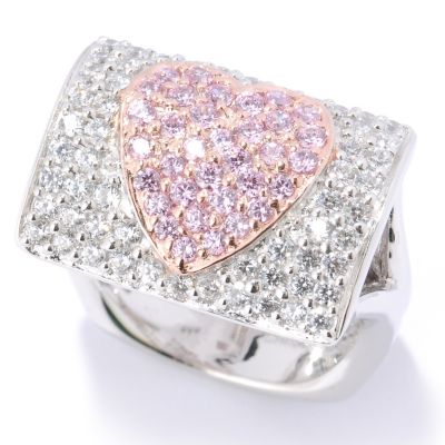 127-454 - Sonia Bitton for Brilliante&reg; Two-tone 1.27 DEW Pave Set Heart Rectangular Ring