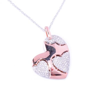 127-457 - Sonia Bitton for Brilliante&reg; Two-tone Pave Heart Pendant w/ 18” Chain