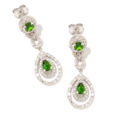 127-460 - NYC II 1.08ctw Chrome Diopside & White Zircon Drop Earrings 