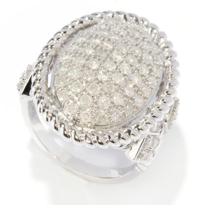 SS OVAL PAVE DIAMOND RING