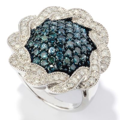 SS PVE BLUE DIAMOND WITH WHT EDGE RING