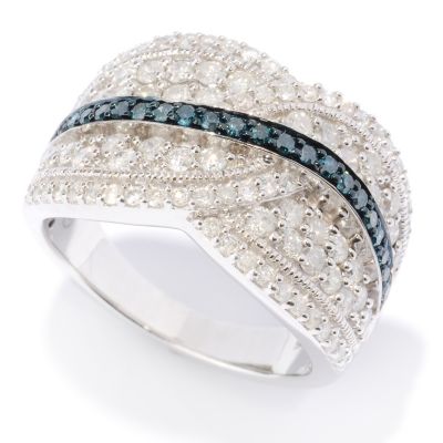 127-474 - Diamond Treasures Sterling Silver 1.51ctw Blue & White Diamond Ring