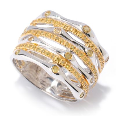 127-477 - Diamond Treasures Sterling Silver 0.47ctw Yellow Diamond Seven Band Ring