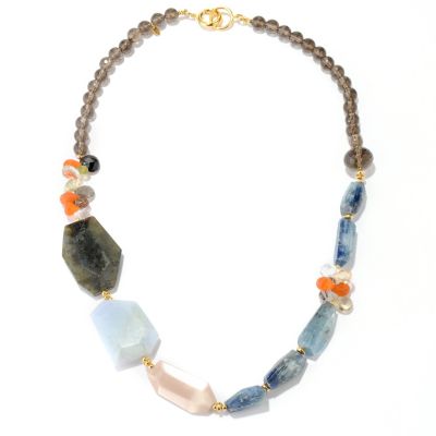 127-485 - Gems of Distinction 30" Smoky Quartz & Multi Gemstone Asymmetrical Beaded Necklace