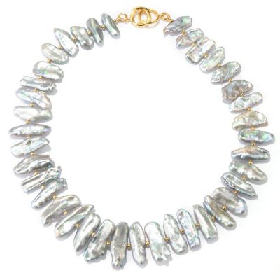 KA - SS/18KGP NECK FANCY SHAPE BIWA CULTURED PEARL