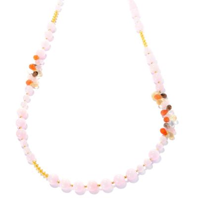 127-497 - Gems of Distinction 42'' Morganite & Multi Gemstone Briolette Station Necklace