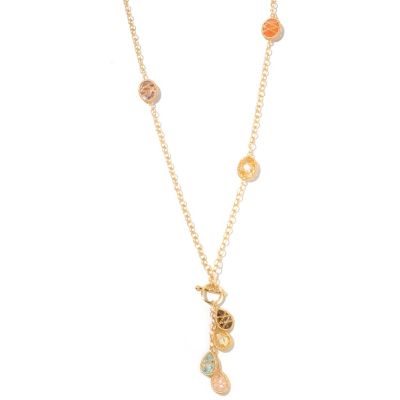 KA - SS/18KGP NECK CHAIN-WRAPPED MULTIGEM w/ TOGG CLASP BRIOLETTE LARIAT - 30"
