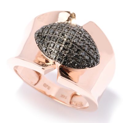 14K RG MARQUISE BLACK DIAMOND SHAPED RING