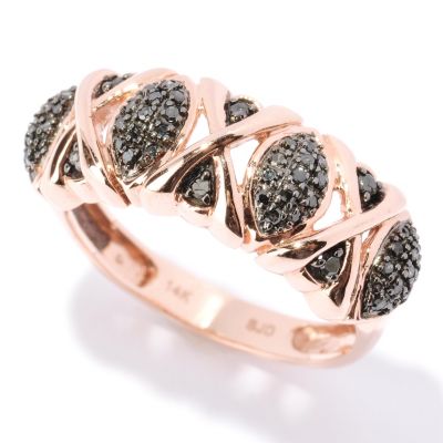 127-521 - Diamond Treasures 14K Rose Gold 0.21ctw Black Diamond Marquise Ring