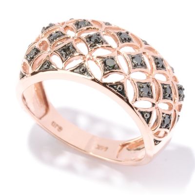 127-526 - Diamond Treasures 14K Rose Gold 0.17ctw Black Diamond Wide Band Ring 