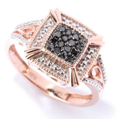14K RG SQUARE BLACK DIAMOND RING