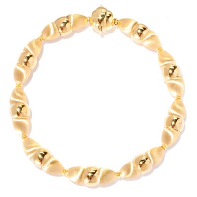 127-530 - Viale18K&reg; Italian Gold Polished & Satin Finished Bead Bracelet 