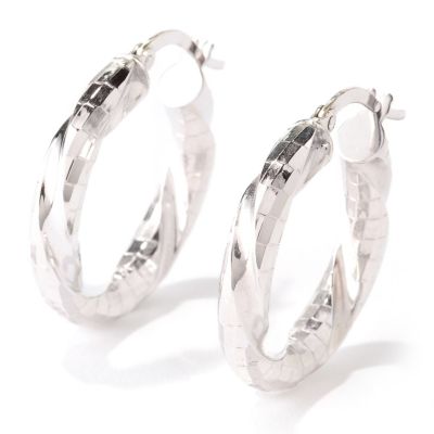 18K DISCO TWISTED ROUND HOOP EARRINGS