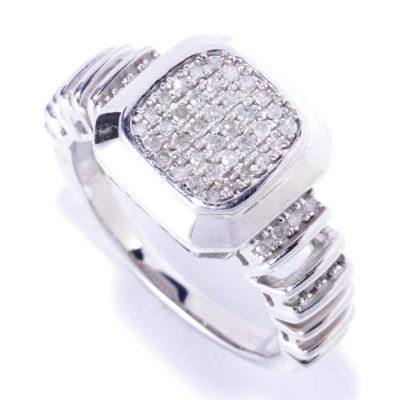 SS/RHODIUM PLATED SQUARE CUT DIAMOND RING