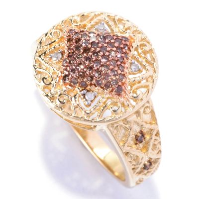 14K YG MOCHA DIAMOND RING W/ WHITE DIAMONDS