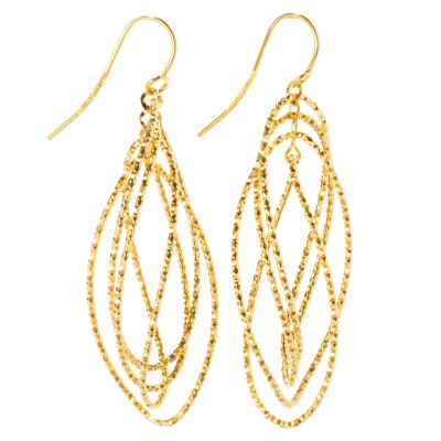 IDS 14K TRI-COLOR MARQUISE SHAPE DANGLE EARRINGS