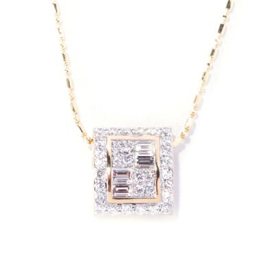 14K CHOICE BAG AND ROUND DIAMOND PEND
