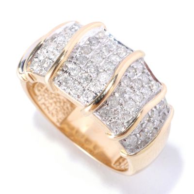 14K YG PAVE DIAMOND WITH GOLD BAR STATION RING