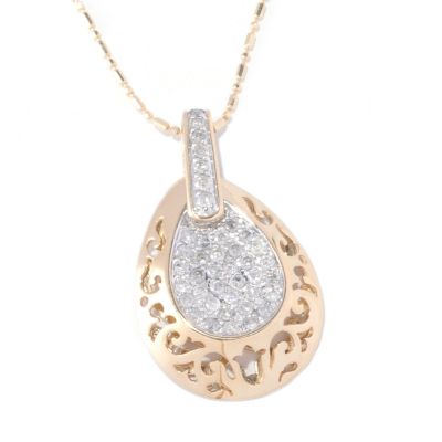14K YG TEARDROP DIAMOND PAVE PEND