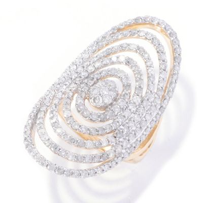 127-592 - Beverly Hills Elegance 14K Gold 2.00ctw Multi Oval Wide Diamond Ring