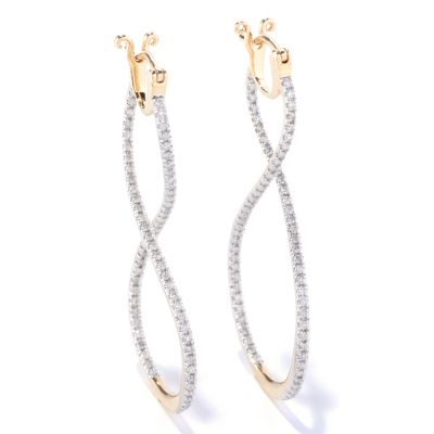 14K YG TWISTED DIAMOND EARRING