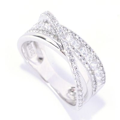 BLTA SS/PLAT ROUND CUT CROSS OVER RING