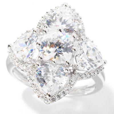127-599 - Brilliante&reg; Platinum Embraced&trade; 9.18 DEW Heart & Cushion Cut Simulated Diamond Ring