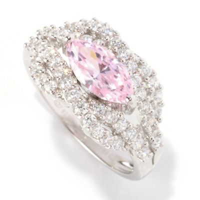 127-600 - Brilliante&reg; Platinum Embraced&trade; 2.54 DEW Simulated Pink Diamond Marquise Cut Ring