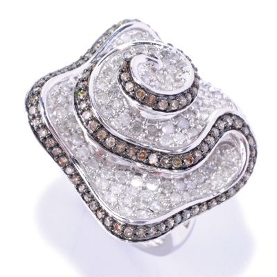 SS PAVE FLOWER WITH MOCHA EDGE RING