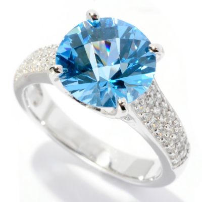 BLTA SS/PLAT ROUND SIMULATED DIA CHECKERBOARD CUT AND PAVE RING