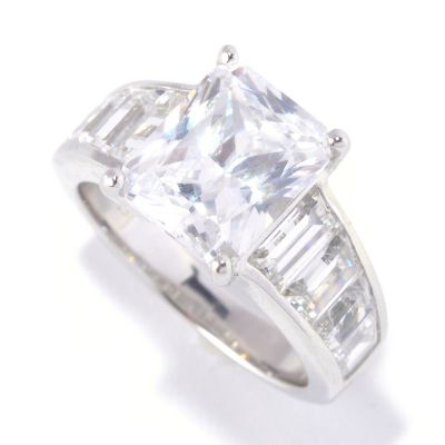 127-624 - Brilliante&reg; Platinum Embraced&trade; 6.56 DEW Emerald & Baguette “Angelina” Ring