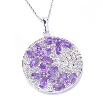 SS PAVE PEND WITH AMY OVERLAY DESIGN WITH CHAIN