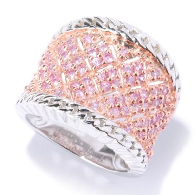 SS CONCAVE WIDE BAND PINK SAPP RING