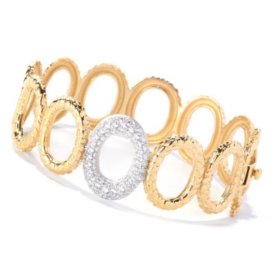 127-645 - Sonia Bitton for Brilliante&reg; Two-tone 2.24 DEW Textured Pave Set Hinged Bracelet