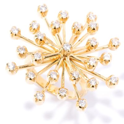 SB SS/14K GP ROUND CUT STAR BURST RING