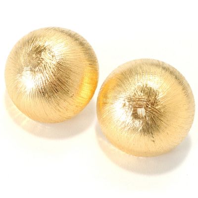 127-658 - Portofino Gold Embraced&trade; Brushed Button Earrings w/ Omega Back 